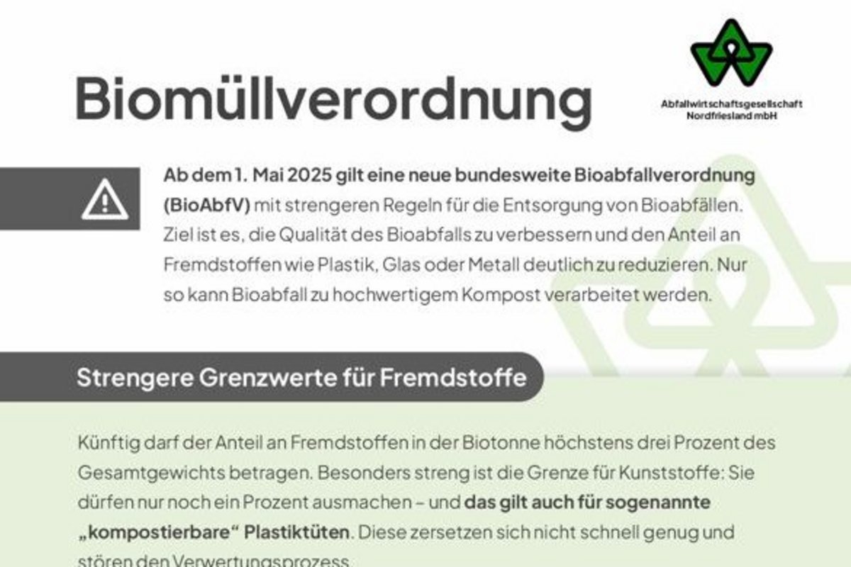 Auszug aus einem Infoblatt zum Biomüll
